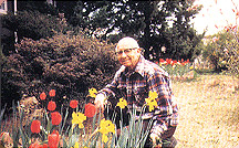 Dr. Stokes who raises flowers with sincerity in the garden in his house