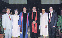 1991年7月赵明浩导演访问亚特兰大时，与博士和夫人，儿子大卫及班主任牧师一起